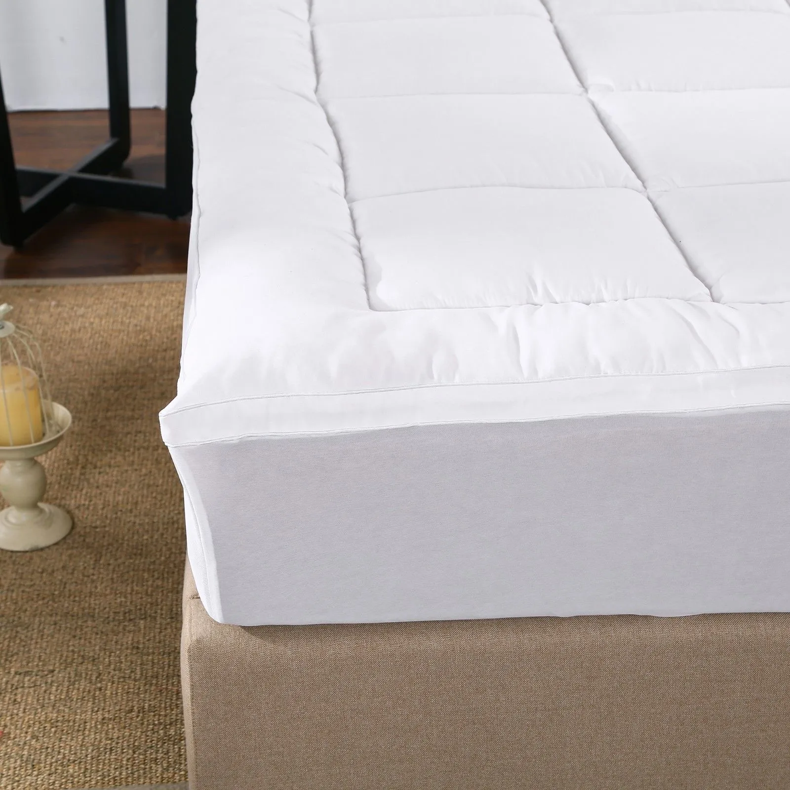 1000GSM Memory Mattress Topper Cover Protector Underlay | Queen | White