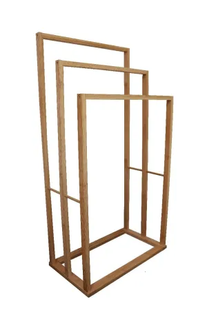 3-TierBamboo Towel Bar Holder Rack  Freestanding for Bathroom and Bedroom