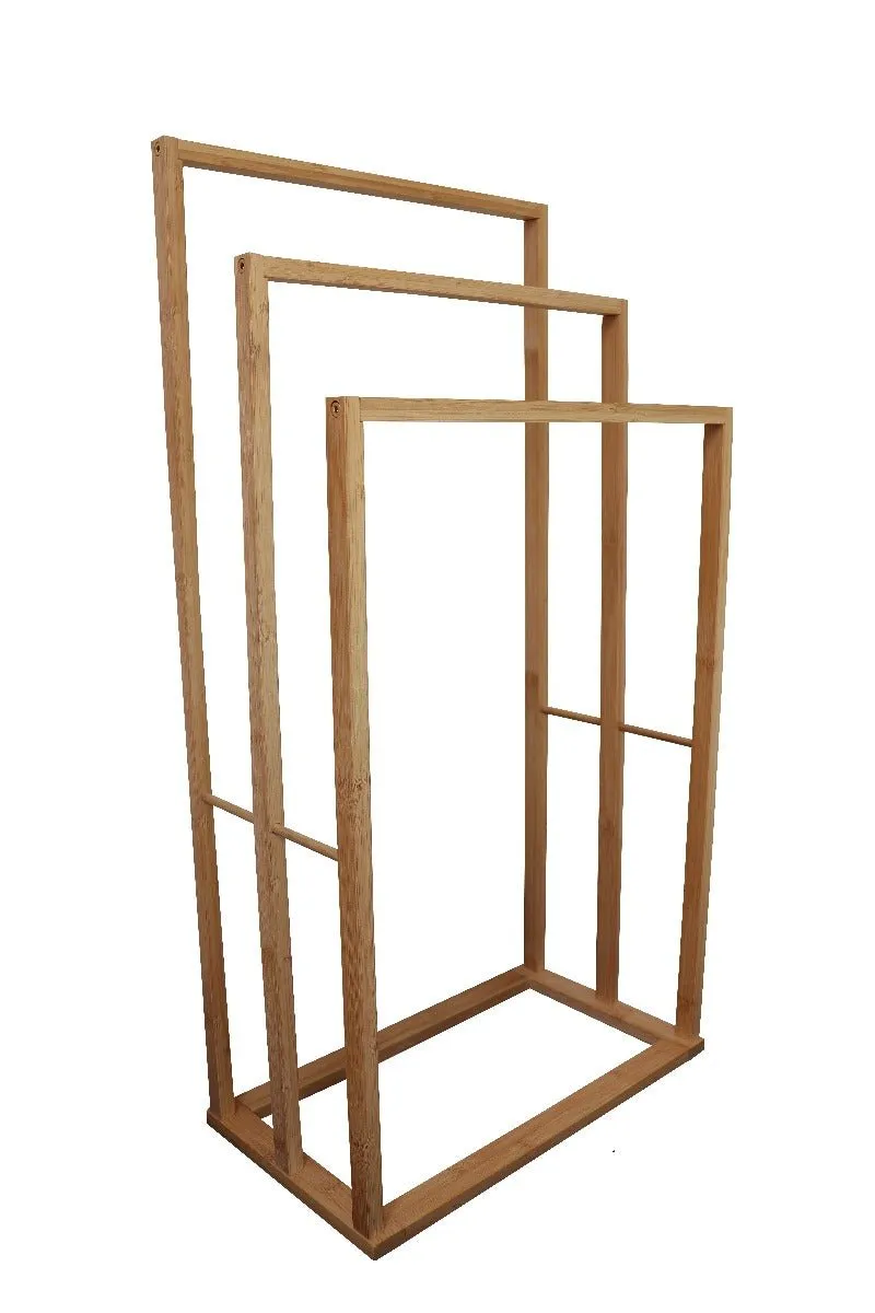 3-TierBamboo Towel Bar Holder Rack  Freestanding for Bathroom and Bedroom