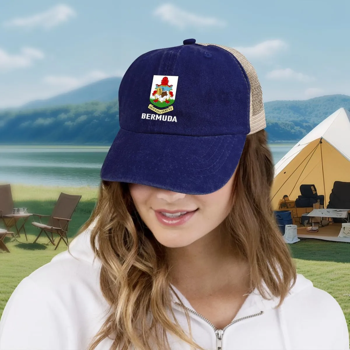 Baseball Cap for Men Women Coat of Arms of Bermuda Flag Bermudan Emblem Mesh Hat