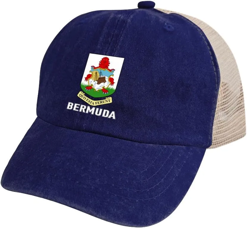 Baseball Cap for Men Women Coat of Arms of Bermuda Flag Bermudan Emblem Mesh Hat
