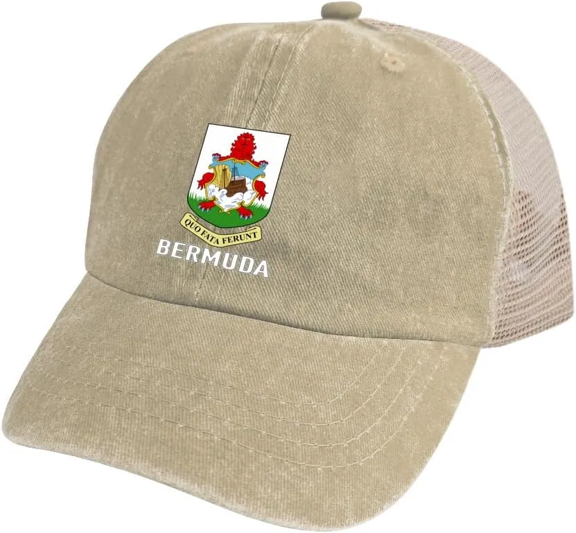 Baseball Cap for Men Women Coat of Arms of Bermuda Flag Bermudan Emblem Mesh Hat