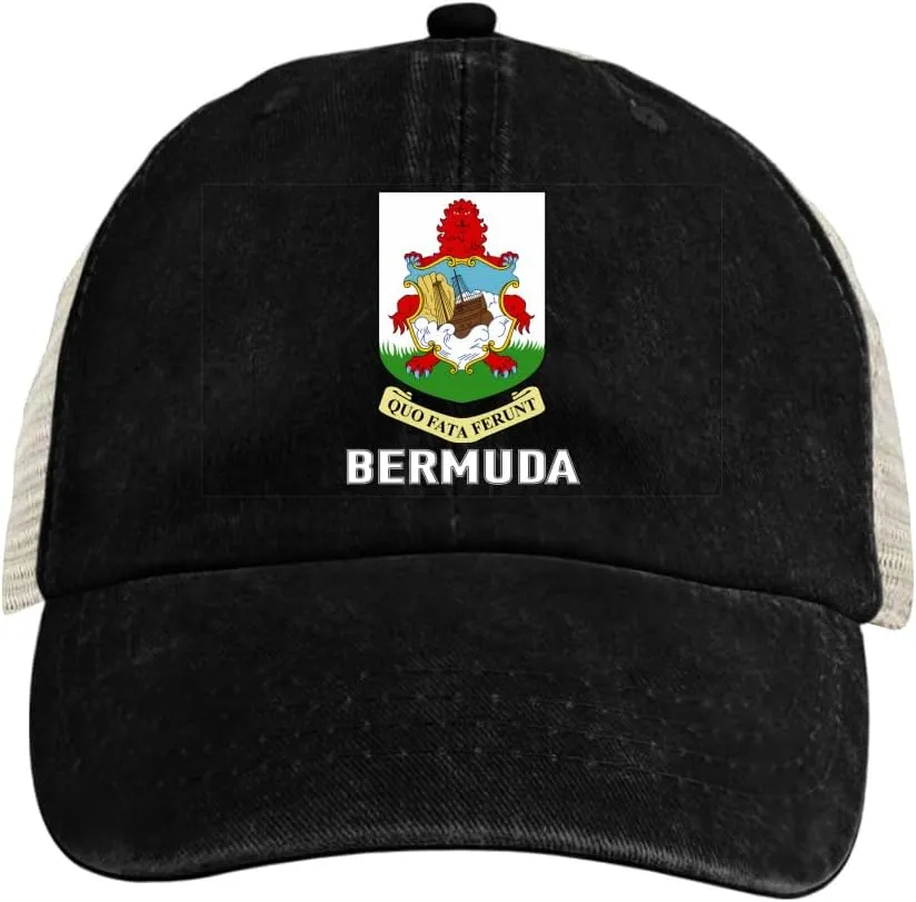 Baseball Cap for Men Women Coat of Arms of Bermuda Flag Bermudan Emblem Mesh Hat