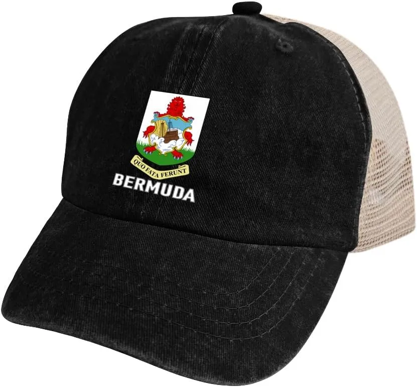 Baseball Cap for Men Women Coat of Arms of Bermuda Flag Bermudan Emblem Mesh Hat