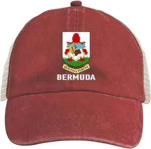 Baseball Cap for Men Women Coat of Arms of Bermuda Flag Bermudan Emblem Mesh Hat