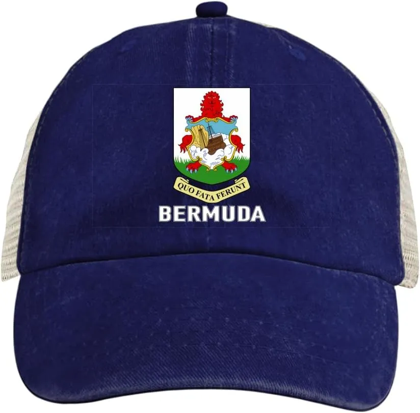 Baseball Cap for Men Women Coat of Arms of Bermuda Flag Bermudan Emblem Mesh Hat