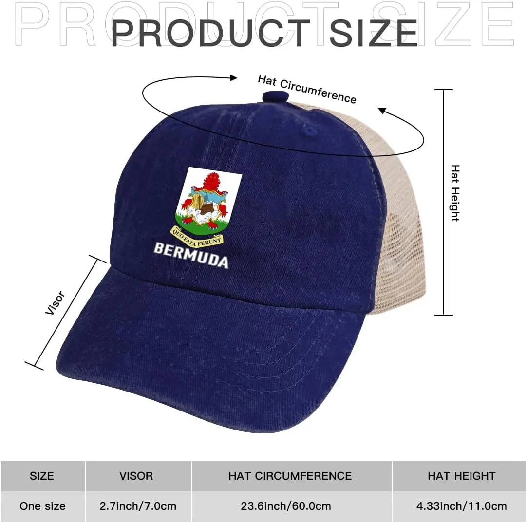 Baseball Cap for Men Women Coat of Arms of Bermuda Flag Bermudan Emblem Mesh Hat