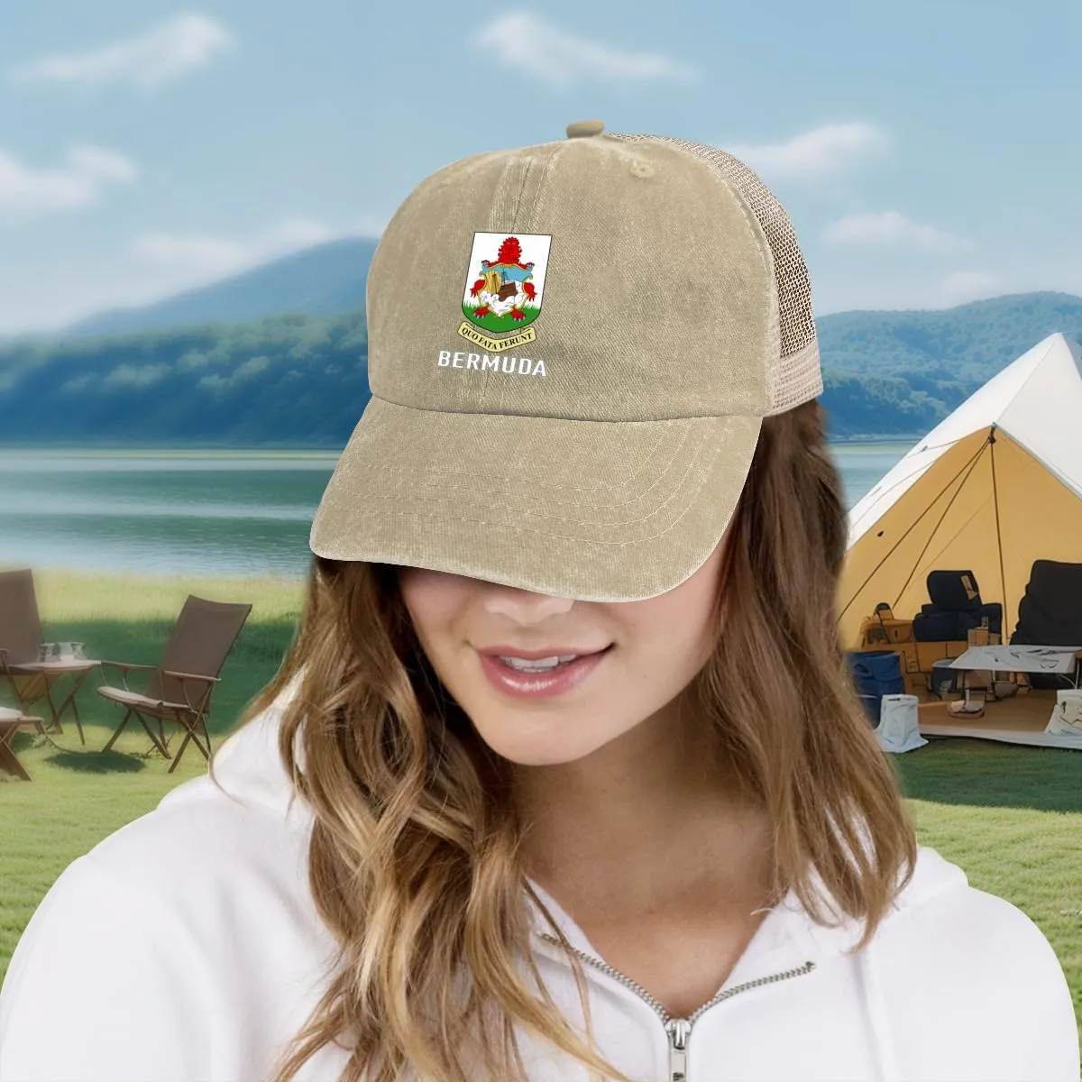 Baseball Cap for Men Women Coat of Arms of Bermuda Flag Bermudan Emblem Mesh Hat
