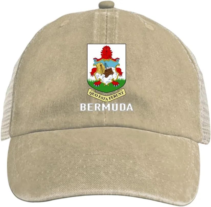Baseball Cap for Men Women Coat of Arms of Bermuda Flag Bermudan Emblem Mesh Hat