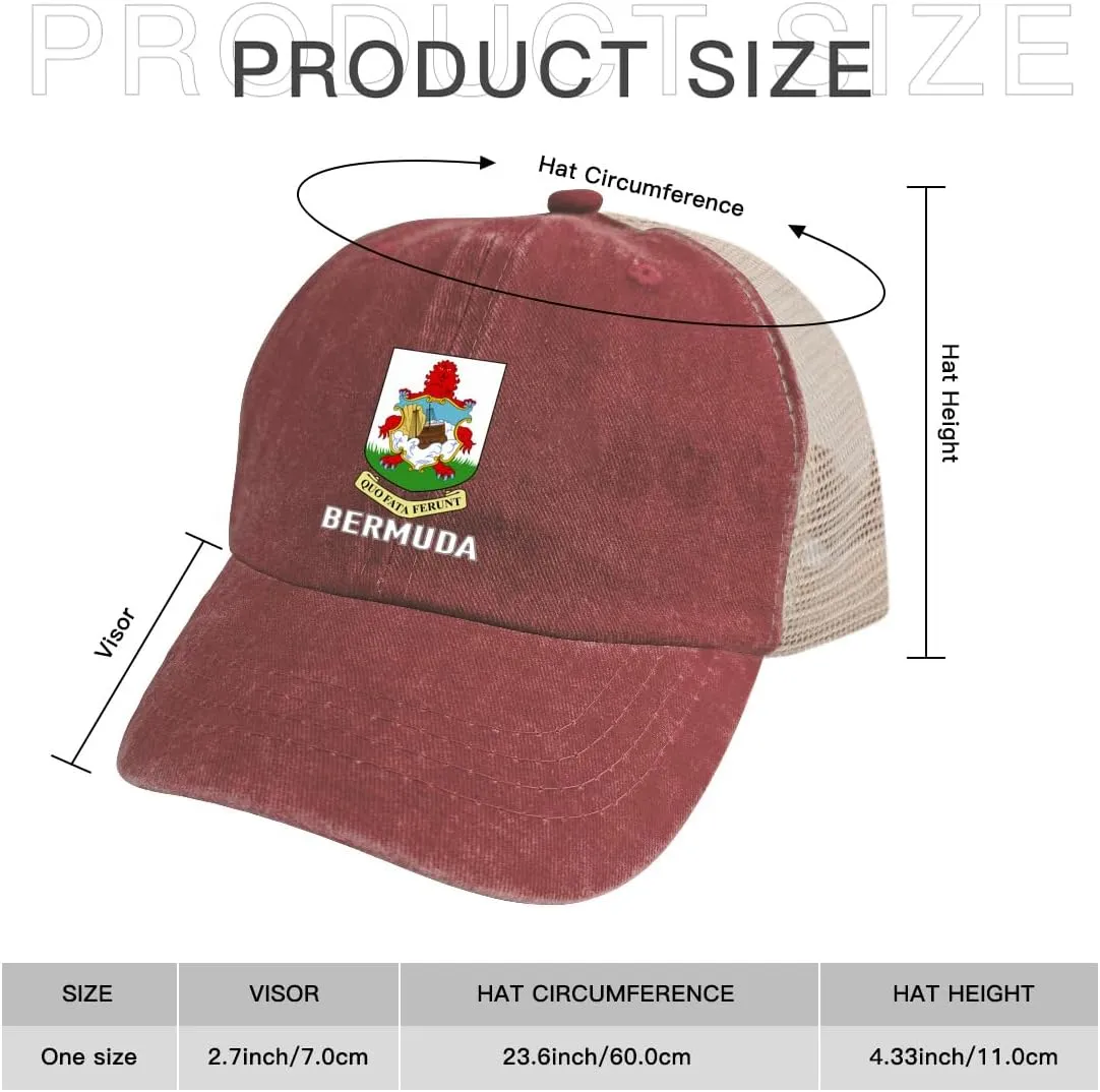 Baseball Cap for Men Women Coat of Arms of Bermuda Flag Bermudan Emblem Mesh Hat