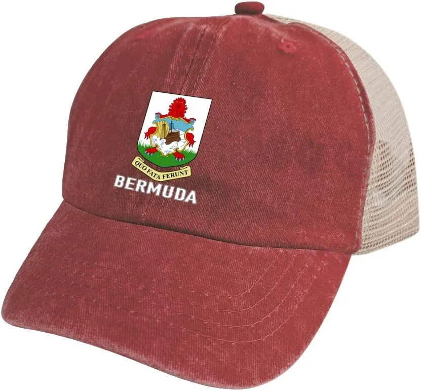 Baseball Cap for Men Women Coat of Arms of Bermuda Flag Bermudan Emblem Mesh Hat