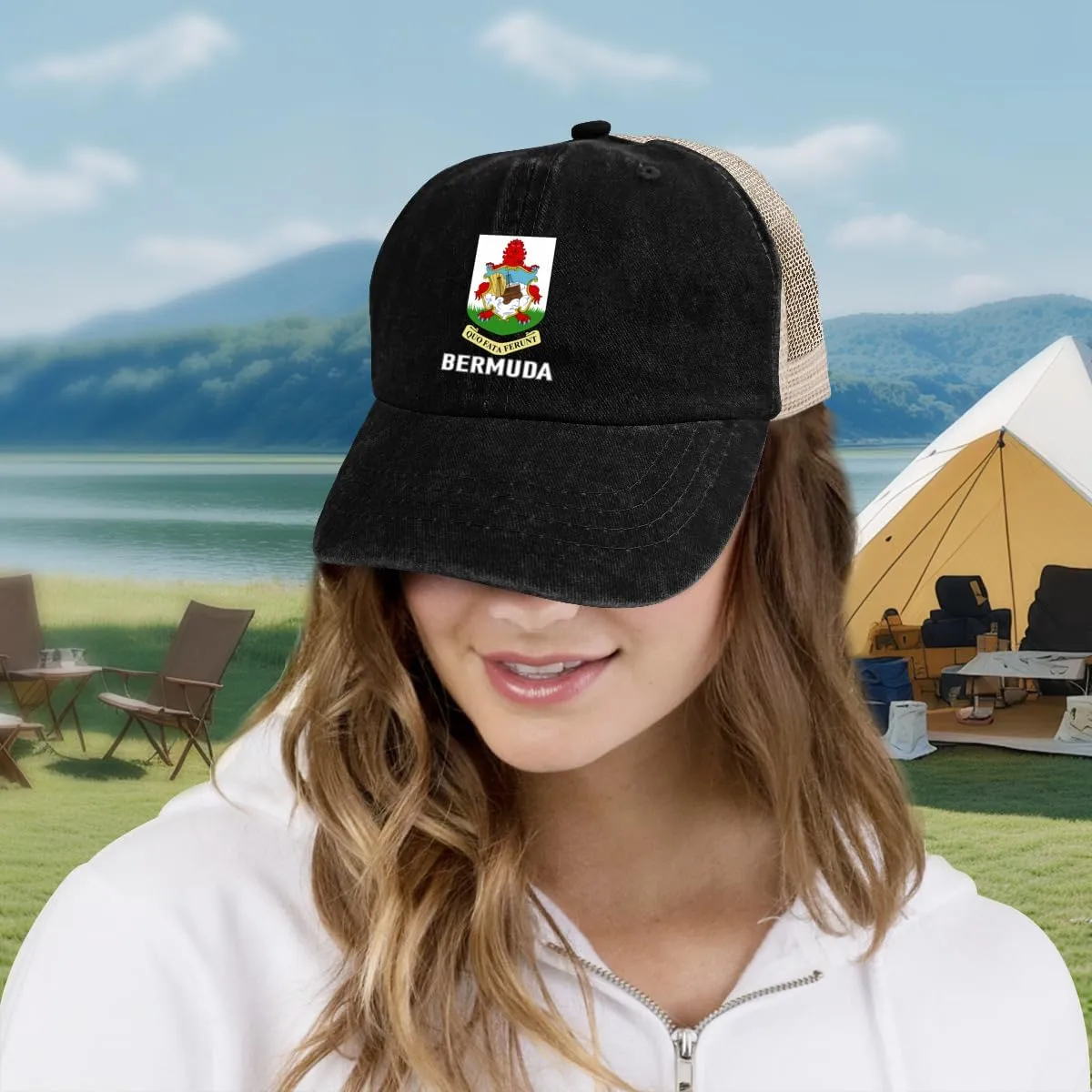Baseball Cap for Men Women Coat of Arms of Bermuda Flag Bermudan Emblem Mesh Hat