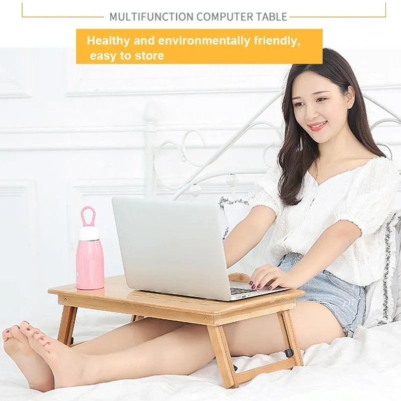 Bauhinia Pattern Folding Computer Desk Bed Dorm Notebook Lap Desk Large Without Fan
