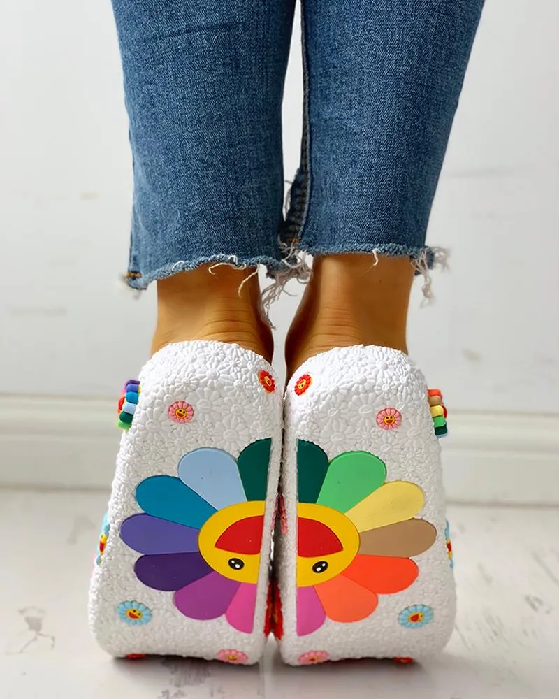 Colorful Sunflower Pattern Casual Sandals