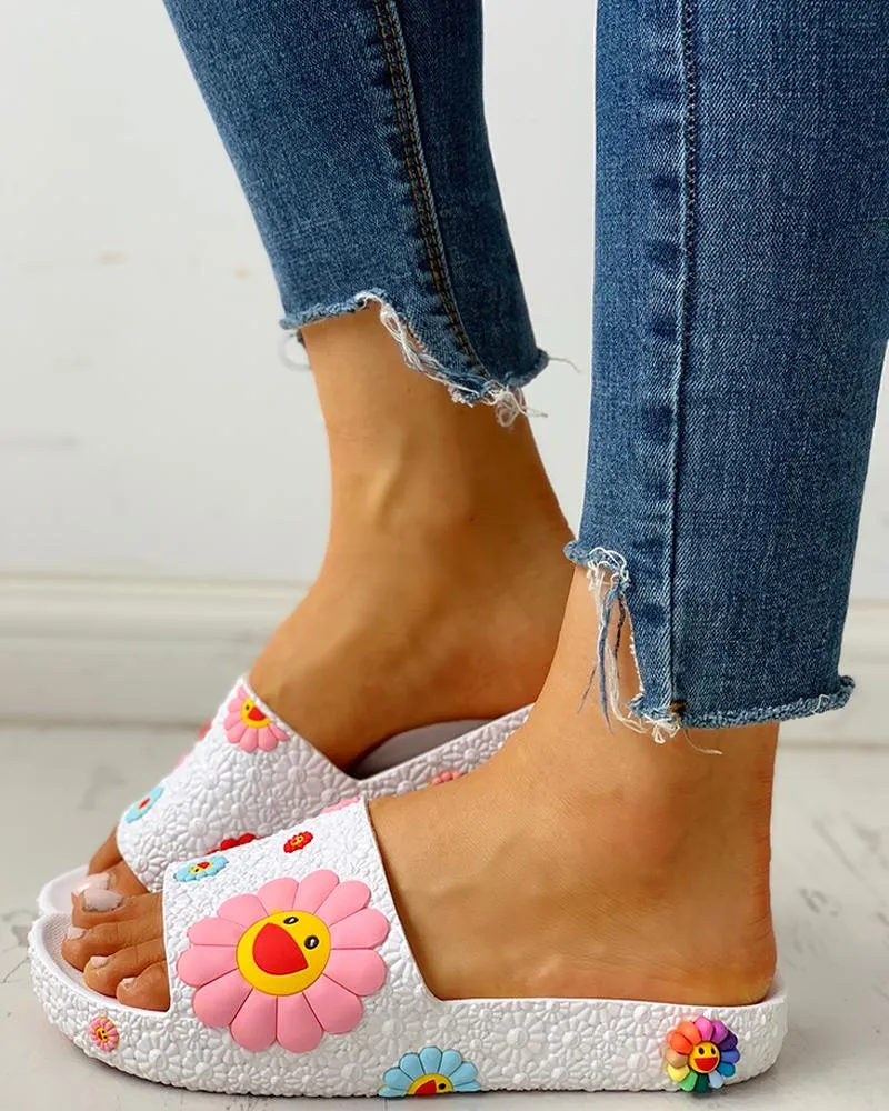 Colorful Sunflower Pattern Casual Sandals