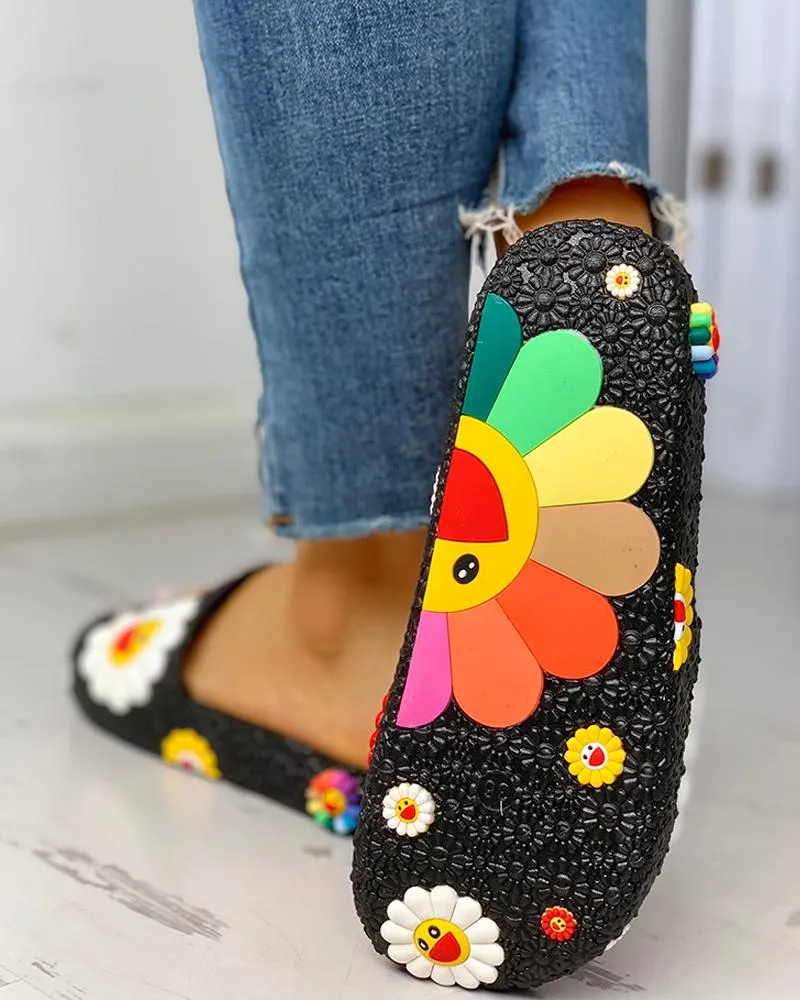 Colorful Sunflower Pattern Casual Sandals