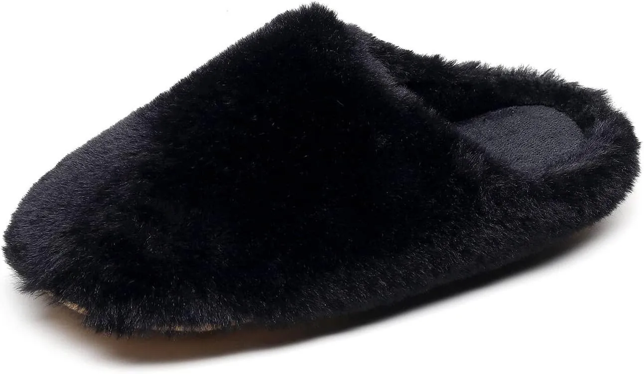 Crazy Lady Women's Fuzzy House super light Slippers Fluffy Furry Fur Slippers Scuff Outdoor Indoor Warm Cozy Plush Bedroom Shoes Soft Flat Comfy Anti-Slip5.5-6.5
