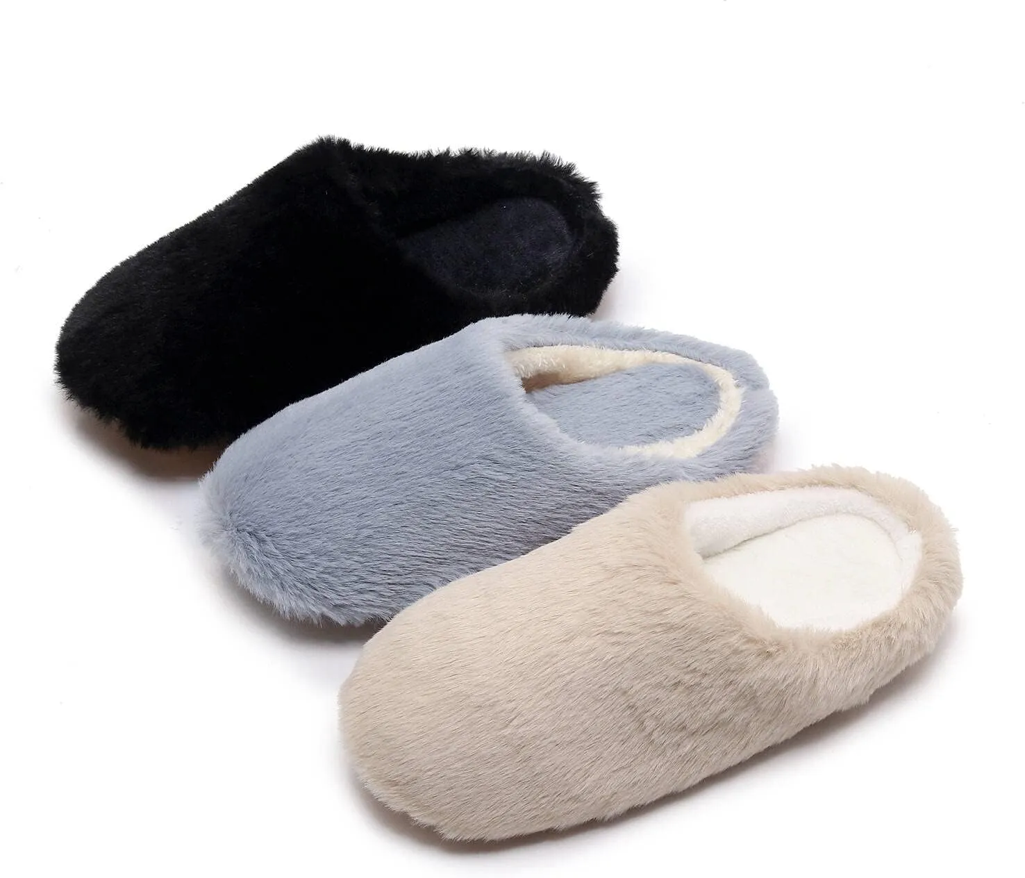 Crazy Lady Women's Fuzzy House super light Slippers Fluffy Furry Fur Slippers Scuff Outdoor Indoor Warm Cozy Plush Bedroom Shoes Soft Flat Comfy Anti-Slip5.5-6.5