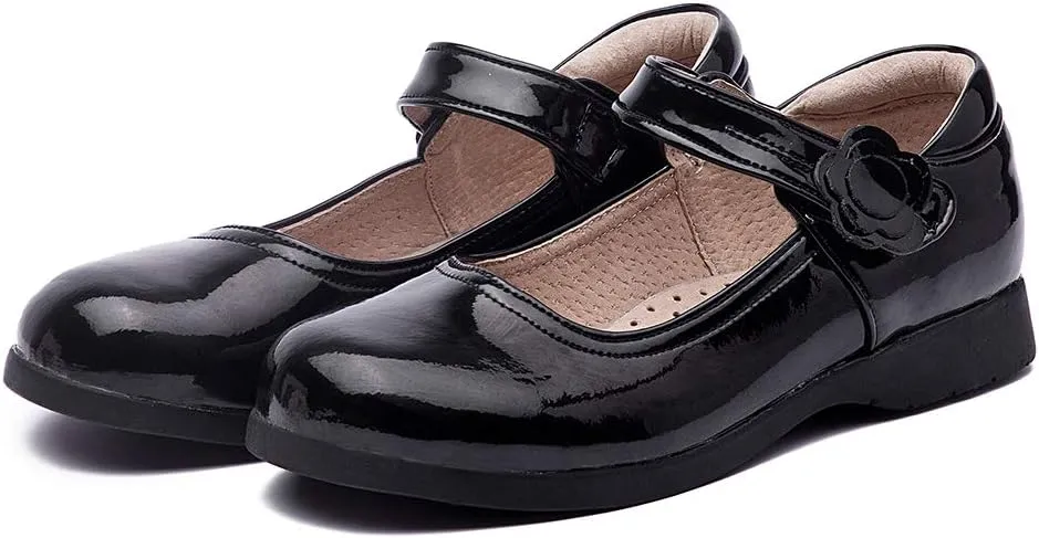 DKZSYIM Toddler Girls Dress Shoes Ballet Wedding Party Princess School Uniform Mary Jane Flats Shoes,Model KM 222PU