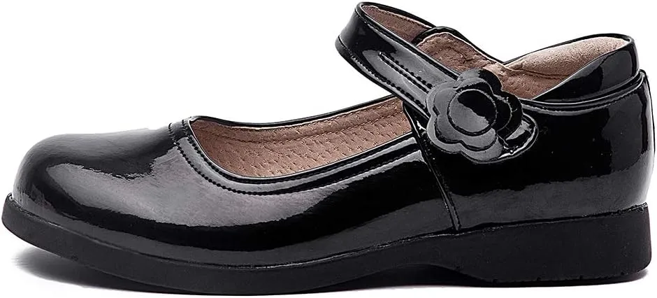 DKZSYIM Toddler Girls Dress Shoes Ballet Wedding Party Princess School Uniform Mary Jane Flats Shoes,Model KM 222PU