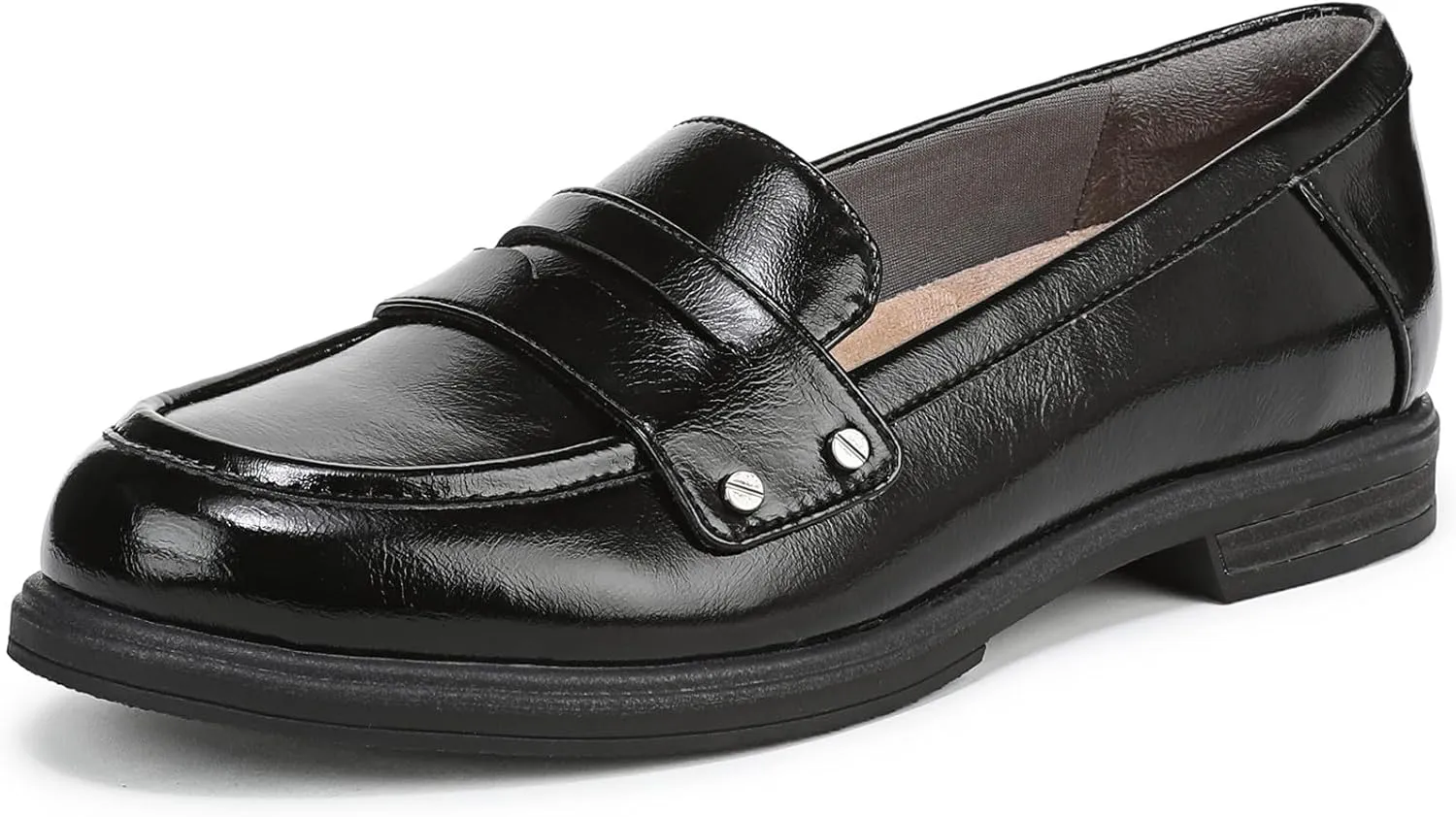 Dr. Scholl's Shoes Women's Hello Loafer Flat, Black Glossy, 8