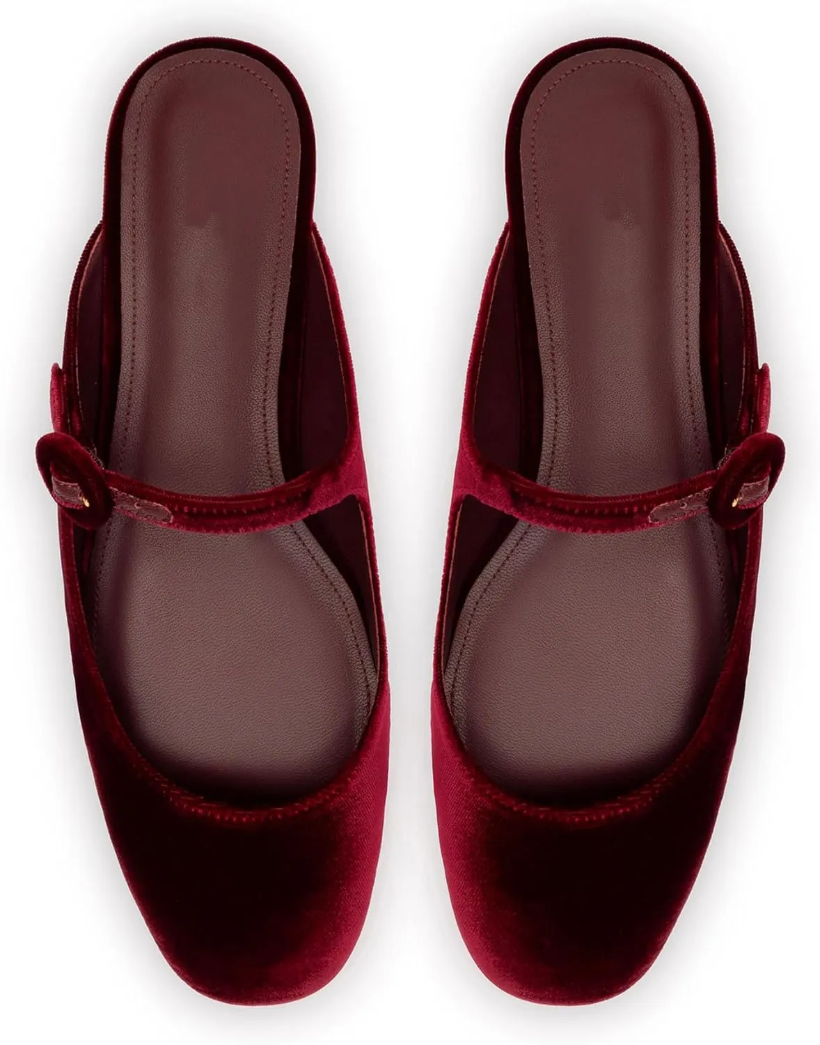 Flat Mules for Women Cute Closed Round Toe Slides Slip On Buckle Strap Mary Jane Backless Ballerina Flats Shoes