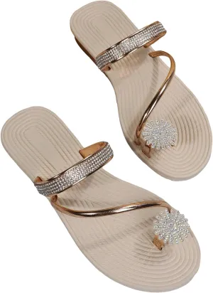 Floerns Women's Rhinestone Thong Sandal Shiny Strappy Wedding Shoe Flat Sandals