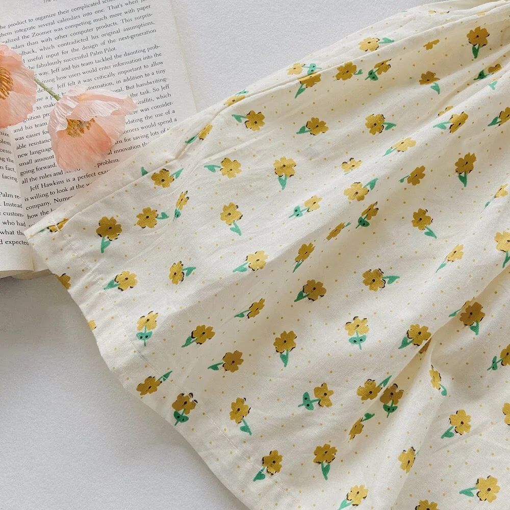 Floral Lantern Sleeve Summer Dress