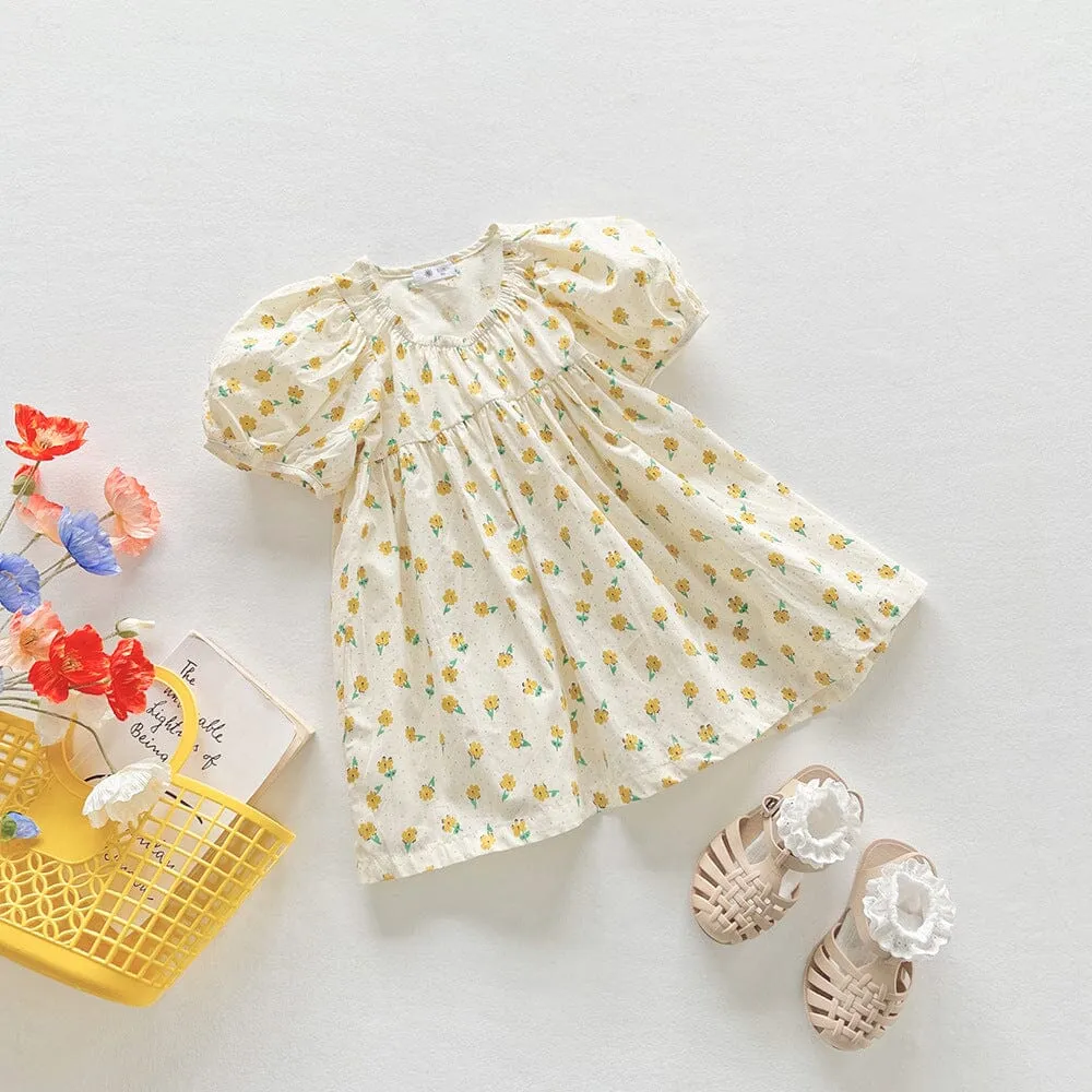 Floral Lantern Sleeve Summer Dress