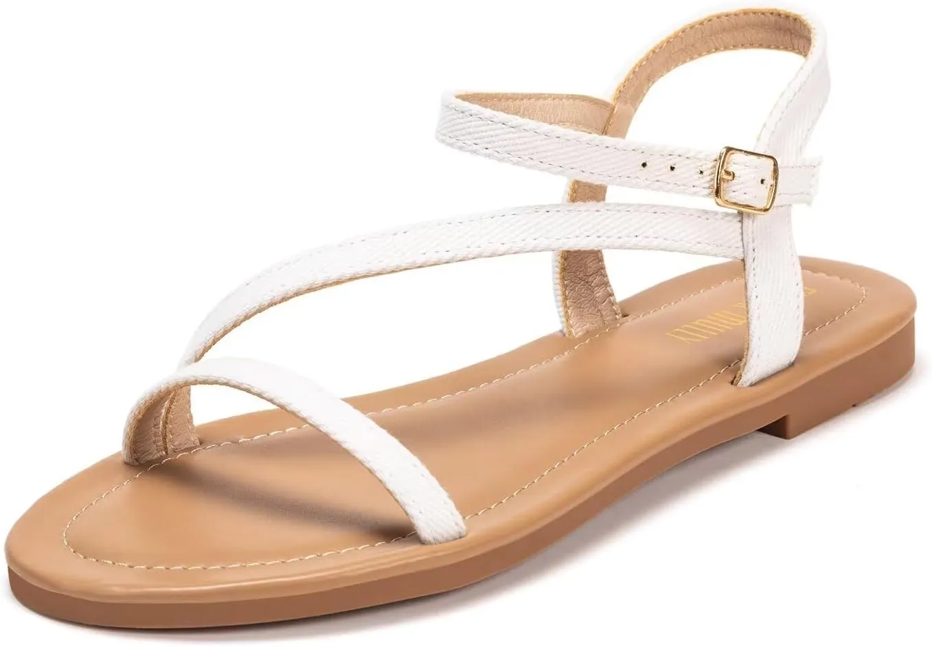 Frank Mully Women's Flat Sandals Summer Open Toe Slingback Shoes Cute Sandals for Women Daily Ankle Strap Adjustable Sandals