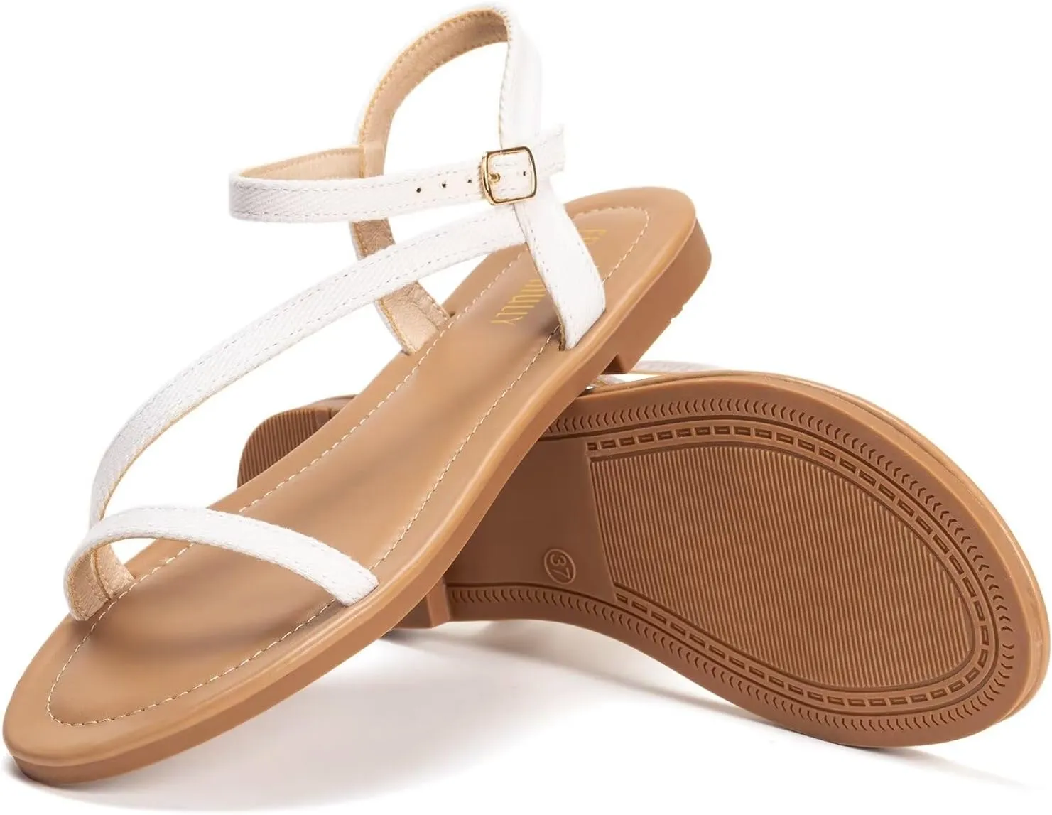 Frank Mully Women's Flat Sandals Summer Open Toe Slingback Shoes Cute Sandals for Women Daily Ankle Strap Adjustable Sandals
