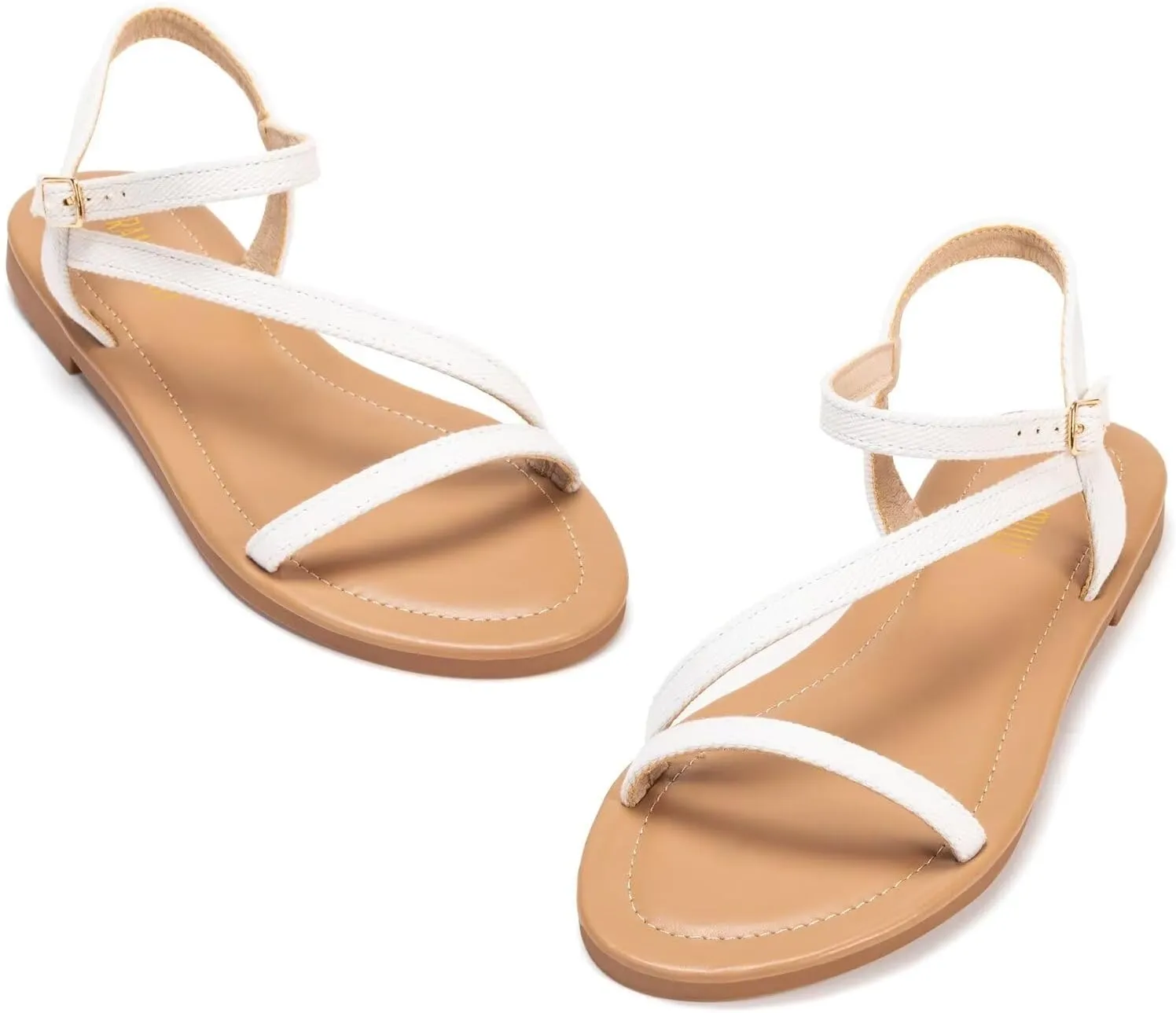 Frank Mully Women's Flat Sandals Summer Open Toe Slingback Shoes Cute Sandals for Women Daily Ankle Strap Adjustable Sandals
