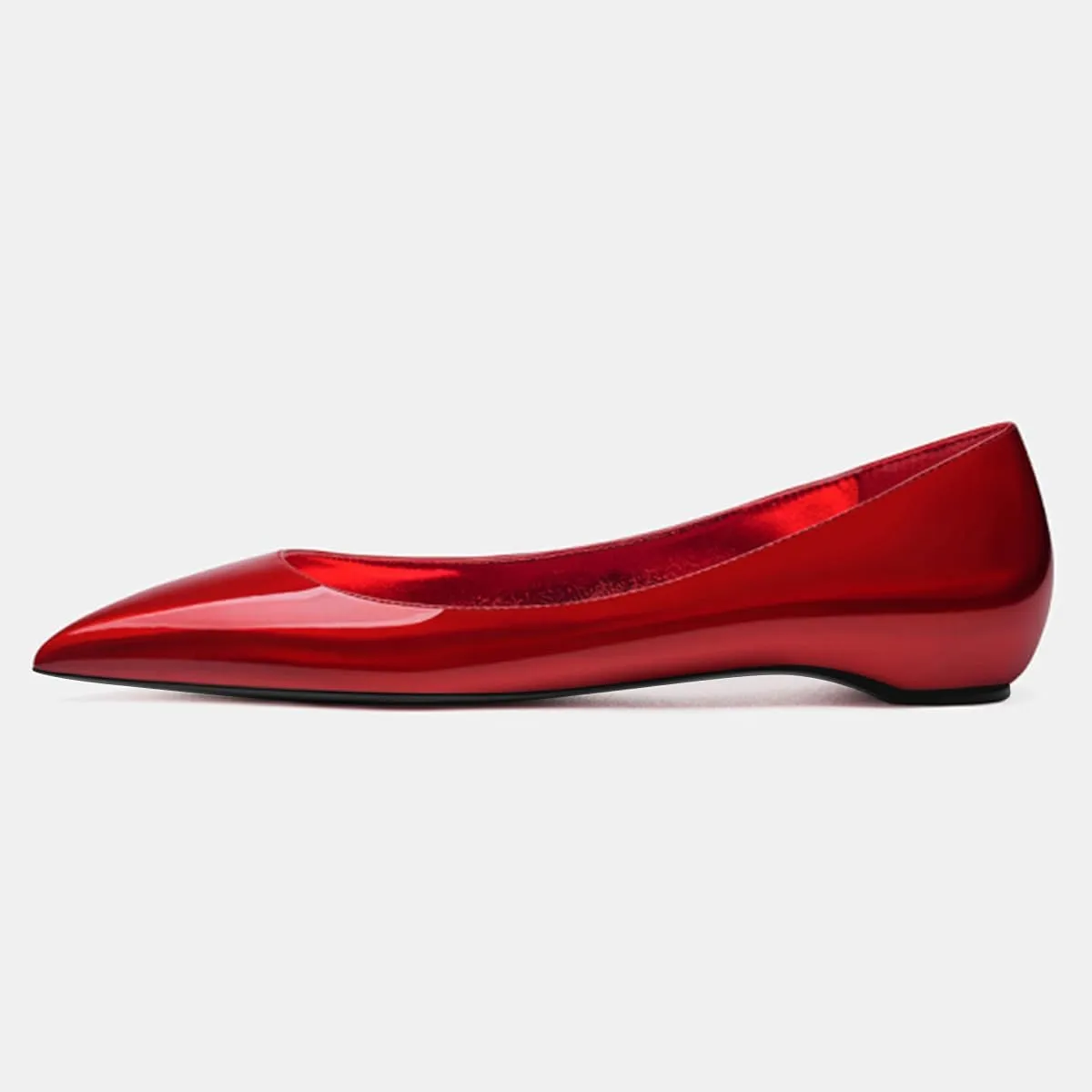 FSJ Women Formal Work Flats Closed Pointed Toe Shiny Leather Comfortable Slip-On Heelless Soft Casual Flats Elegant Walking Dress Shoes Size 4-16 US