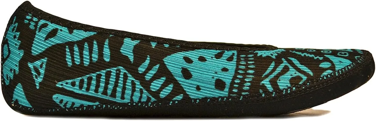 Fuzzies Ballet Flats Women's Shoes, Foldable & Flexible Flats, Slipper Socks, Travel Slippers & Exercise Shoes, Dance Shoes, Yoga Socks, House Shoes, Indoor Slippers, Blue Aztec, Small
