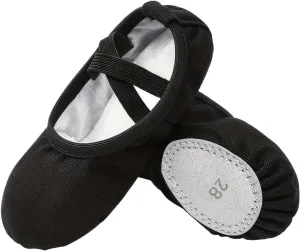 Girls' Ballet Dance Shoes - Soft Sole, Canvas Upper, Elastic Strap, Available in Black, Beige, Red - Ideal for Practice and Performance