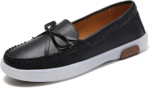 HOOENG Flat Shoes for Women Vegan Leather Deck Shoes Lace Up 1-Eye Stitching Details Comfort Round Toe Resistant Hospital Slip on (Color : Beige, Size : 5.5)