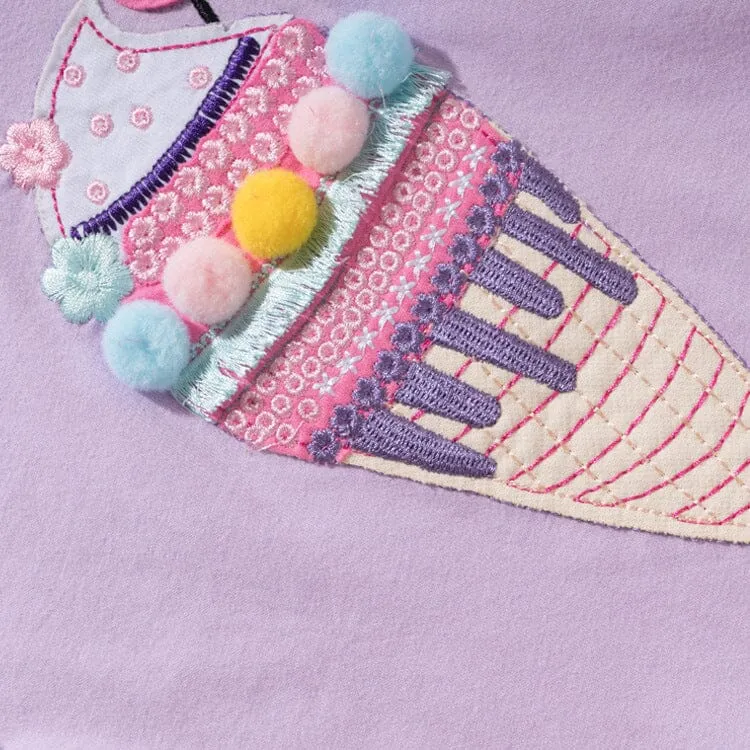 Ice Cream Cone Embroidered Patch Summer Tee