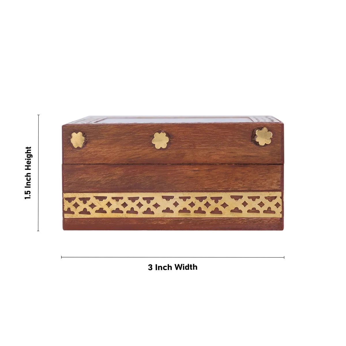 Jewellery Box - 1.5 x 3 Inches | Sheesham Gem Stone Storage Box/ Wooden Box for Home