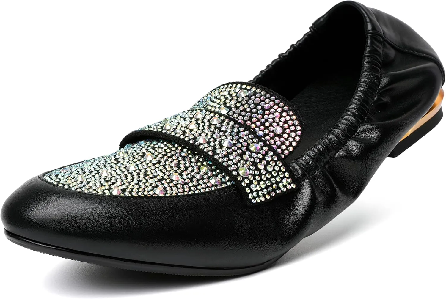Joseywade Women's Ballet Flat Shoes Round Toe Slip On Rhinstone Walking Flats Cute Casual Low Comfort Soft Dress Shoes