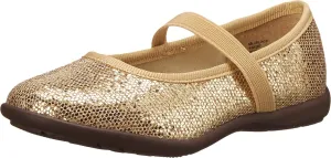 Jumping Jacks Necklace Ballet Flat (Toddler/Little Kid/Big Kid), Soft Gold Glitter/Soft Gold, 7 W US Toddler