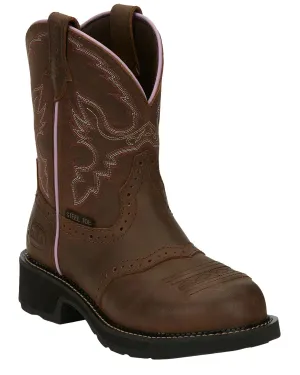 Justin Women's Wanette Western Work Boot Steel Toe Distressed Brown 9 M
