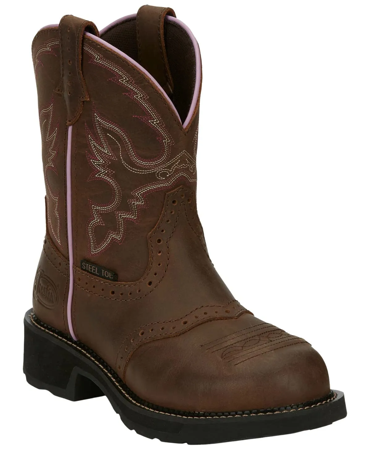 Justin Women's Wanette Western Work Boot Steel Toe Distressed Brown 9 M