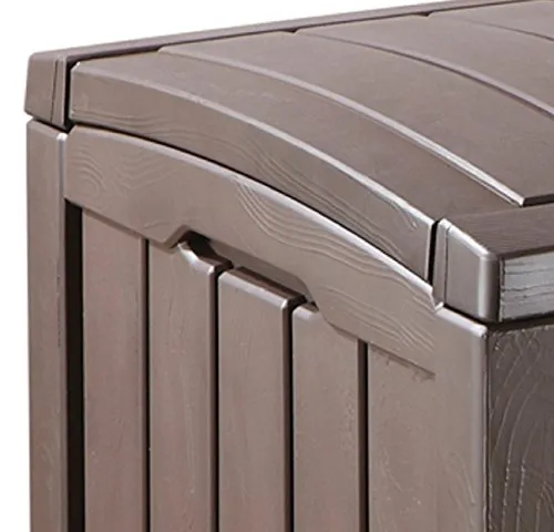 Keter Glenwood Plastic Deck Storage Container Box Outdoor Patio Furniture 101 Gal, Brown
