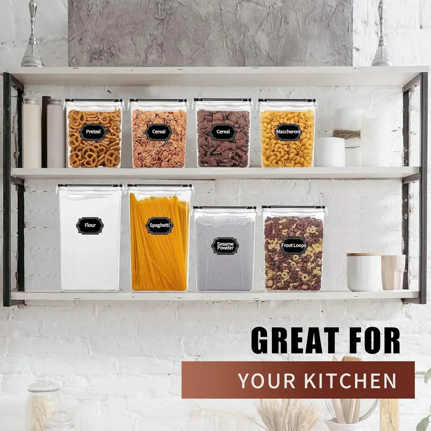 Large Airtight Food Storage Containers with Lids, 10 Pack Cereal Containers Storage Set - BPA Free Pantry Organizers and Storage
