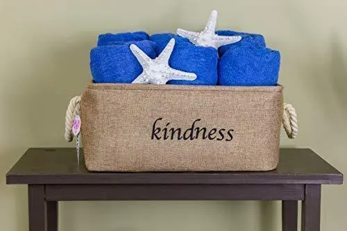 Lilly's Love Storage Baskets Organizer Set, 3 Pack Burlap Nesting - Popular Canvas Storage Bins for Closet, Kitchen or Bathroom Organizing