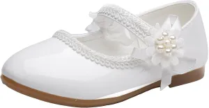 Little Flower Girls Shoes Soft Sole Round-Toe Dress Mary Jane Shoes Ballet Flats(Toddler/Little/Big Kid)