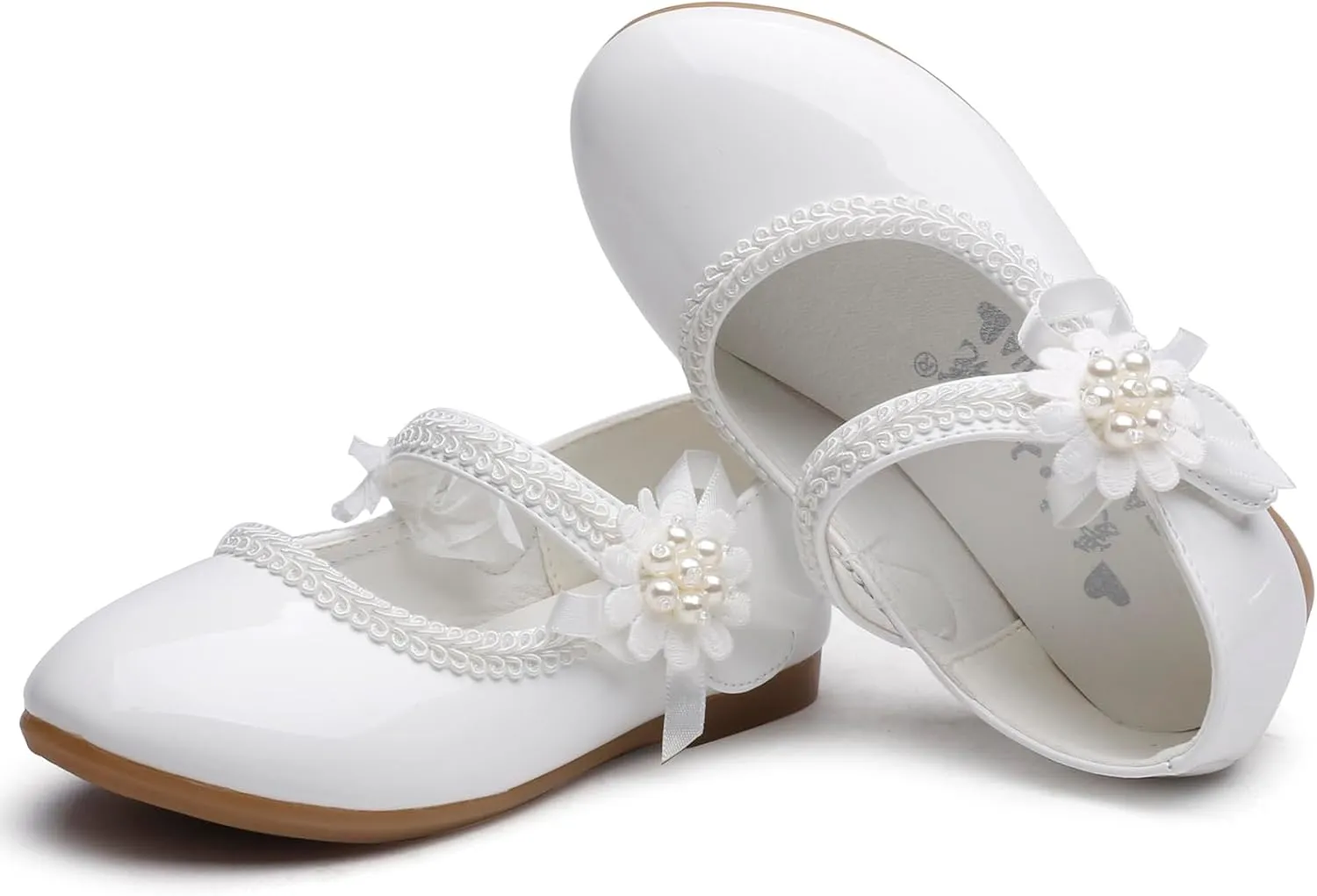 Little Flower Girls Shoes Soft Sole Round-Toe Dress Mary Jane Shoes Ballet Flats(Toddler/Little/Big Kid)