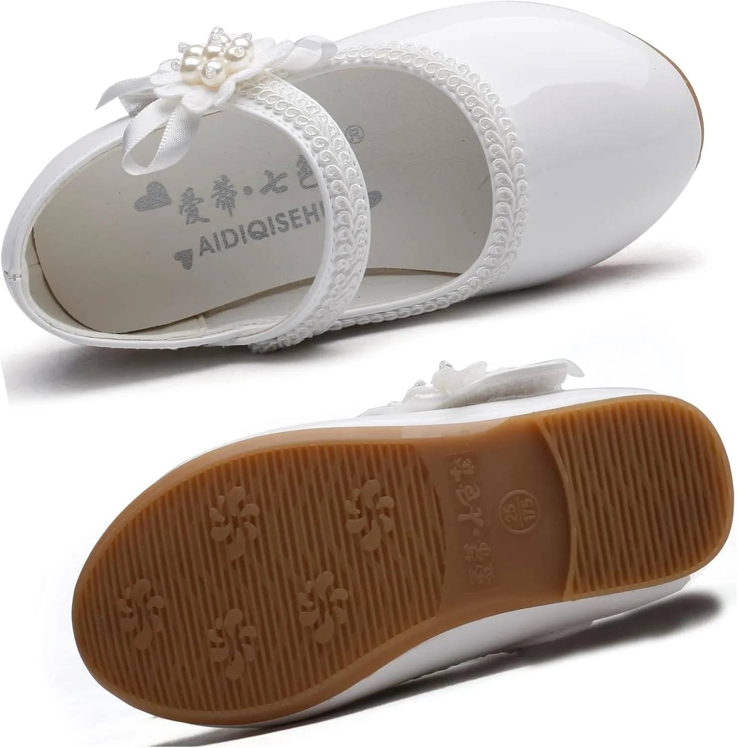 Little Flower Girls Shoes Soft Sole Round-Toe Dress Mary Jane Shoes Ballet Flats(Toddler/Little/Big Kid)