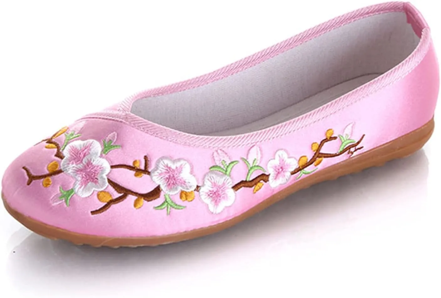 LUXINYU Women's Slip on Flats,Traditional Chinese Style Embroidered Round Toe Ballet Flats Shoes
