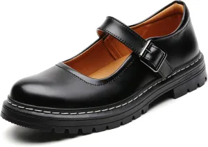 Mary Jane Shoes Women Platform Non-Slip Classics Round Toe Ankle Strap Comfort Casual Oxford Dress Work Mary Jane Flat Shoes